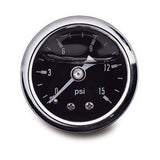 Russell Performance 100 psi fuel pressure gauge black face chrome case (Liquid-filled) - 650320