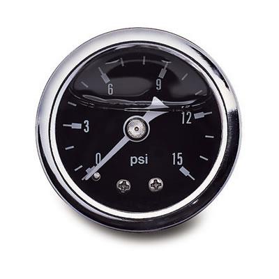 Russell Performance 100 psi fuel pressure gauge black face chrome case (Liquid-filled) - 650320