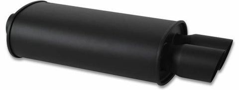 Vibrant StreetPower FLAT BLACK Oval Muffler with Dual 3in Outlet - 3in inlet I.D. - 1149