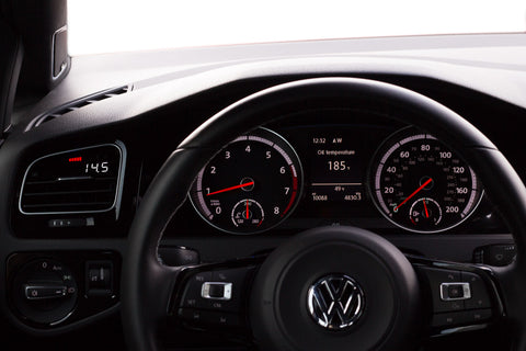 P3 Analog Gauge - VW Mk7 (2014-2019) Left Hand Drive, Red bars / White digits, Pre-installed in OEM Vent